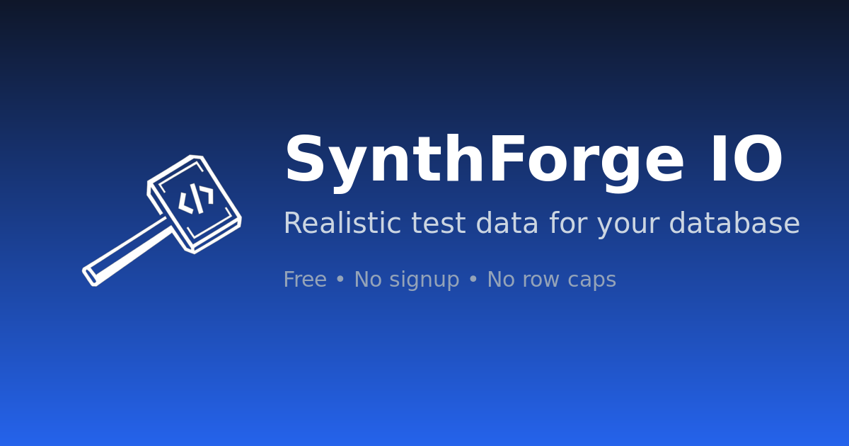 SynthForge IO - Realistic Test Data for Your Database, in Seconds